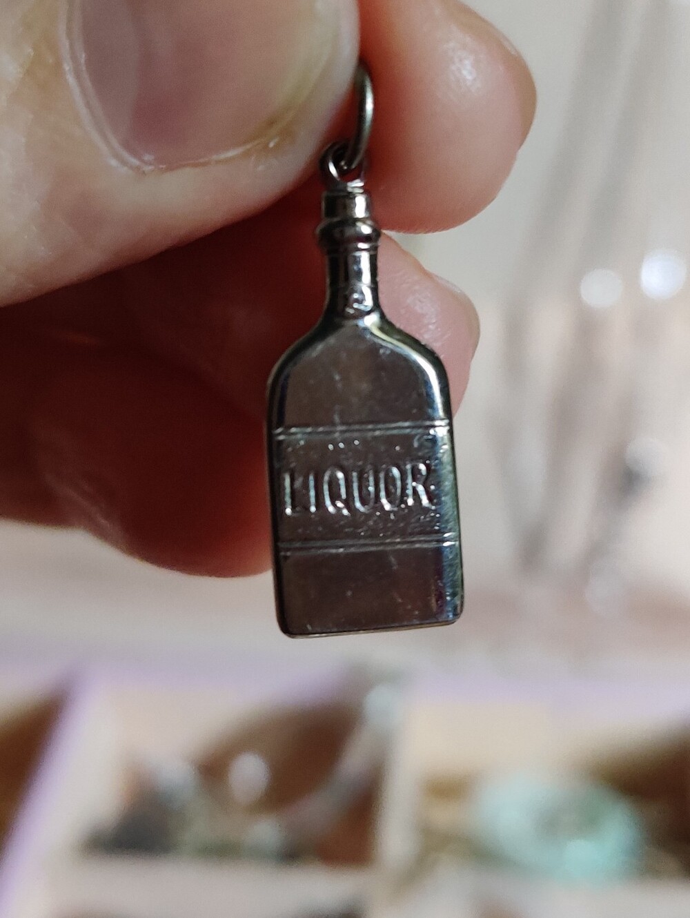 P&B Silver 'Liquor' Bottle Charm Pendant